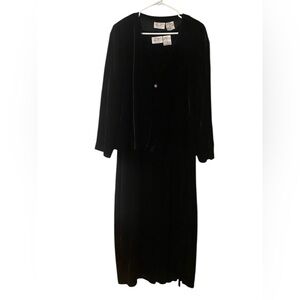 Vintage Kathie Lee Velvet Maxi Dress Jacket Women 20W Black Classic Whimsigoth